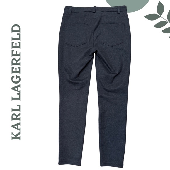 Karl Lagerfeld Paris Navy Slim Leg Herringbone Pants | Size 8 - Picture 2 of 7